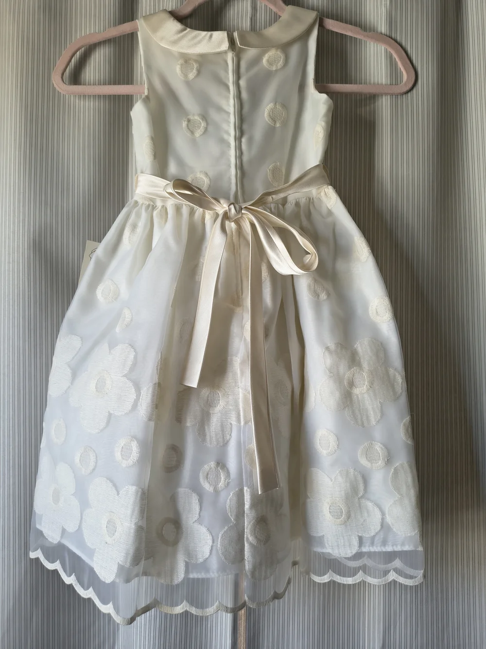 Girls' Ivory Floral Organza Party Dress Size 5